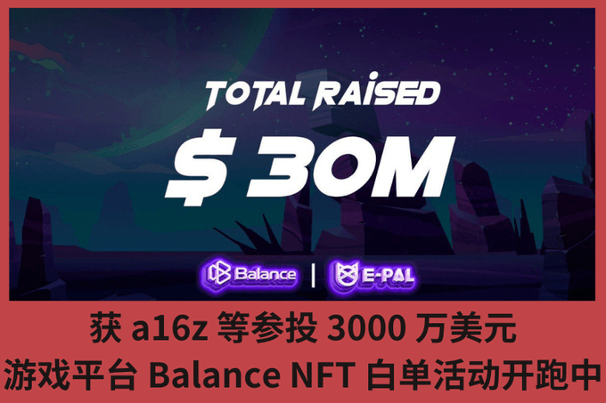 獲 a16z 等參投 3000 萬美元，遊戲平臺 Balance NFT 白單活動開跑中