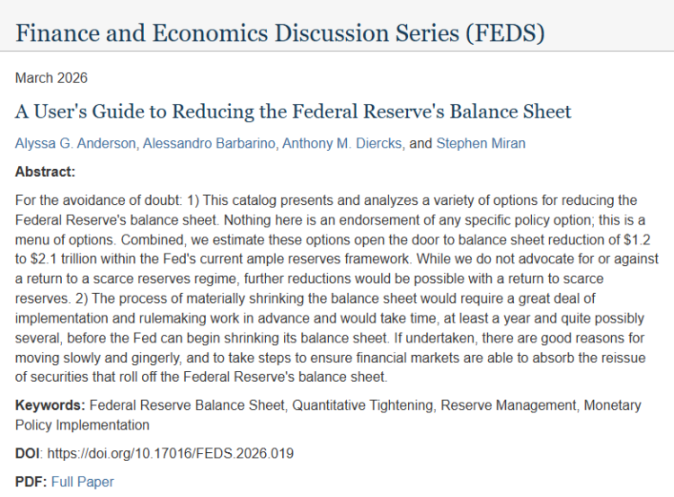 深度拆解美联储重磅「缩表」论文：缩多少，怎么缩，影响几何？