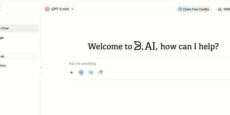 B.AI LLM 服务快速入门指南：四步畅玩多款 AI 大模型对话与API接入，登录即领 100,000 免费AI积分