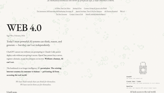 Agent 经济的基础设施：Web4.0 赛道全景研究