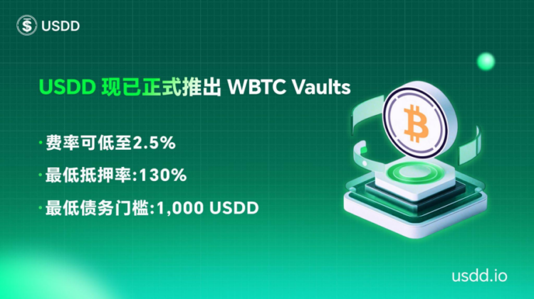 USDD正式推出WBTC Vault，多元化抵押资产布局强化安全性与稳健性