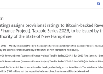 比特币进入公债市场，穆迪给出全球首个加密抵押债券评级